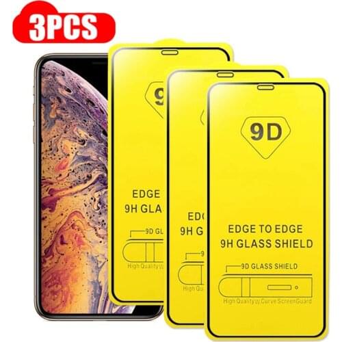 9D 3Pcs Tempered Glass For iPhone 11 12 Mini Pro Max Screen Protector For iPhone Xs Max X Xr 7 8 6S Plus SE2020 Full Cover Glass