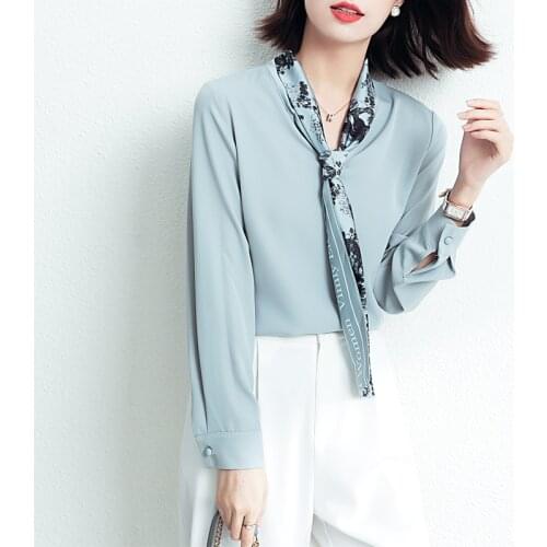 Fashion Women Blouses Long Sleeve Oversized Shirt Bow Chiffon Women Shirts Ladies Office Workwear Blusas