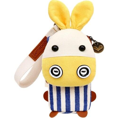 1 Pcs Cute Cartoon Donkey Pull Keychain Bag Handmade Fabric Cloth Key Bag For Man Women Girls Kids Coin Purse