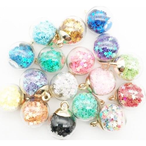 10pcs/Bag Popular Pentagram Resin Sheet 16x21mm Shiny Crystal Glass Ball Pendant DIY Necklace Hair Rope Earrings Accessories