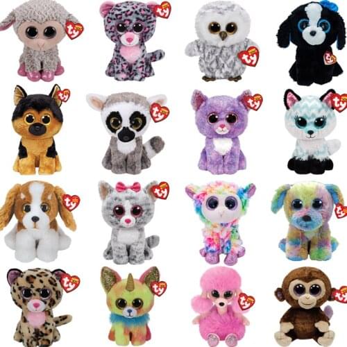 15CM TY Sheep Unicorn Monkey Leopard Poodle Rabbit Cat Jaguar Dog Deer Doll Plush Stuffed Animal Collection Toy Christmas Gift