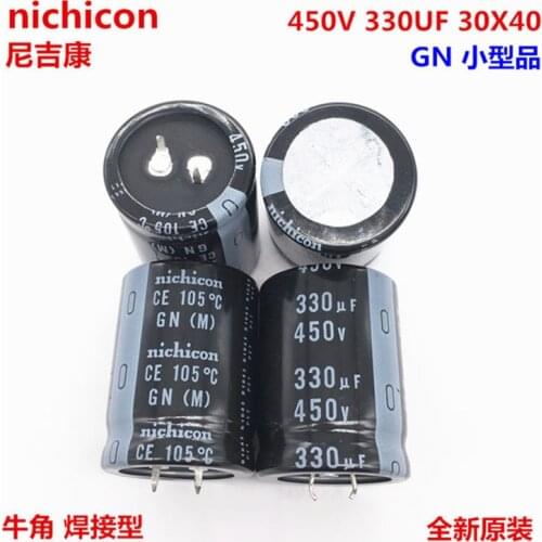 2PCS/10PCS 330uf 450v Nichicon GW/GU/GN 30x40mm 450V330uF Snap-in PSU Capacitor