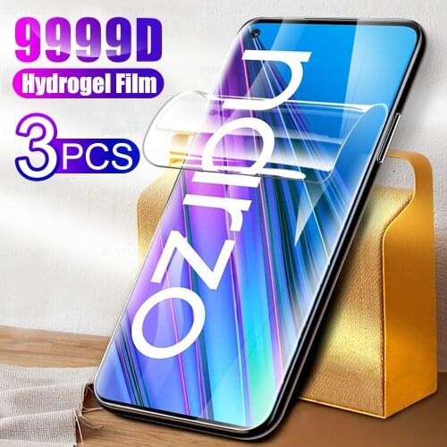 3PCS 9999D Curved Soft Hydrogel Protective Film for Realme Relme Realmi Narzo 30 Narzo30 5G 2021 Screen Protector Not Glass 6.5