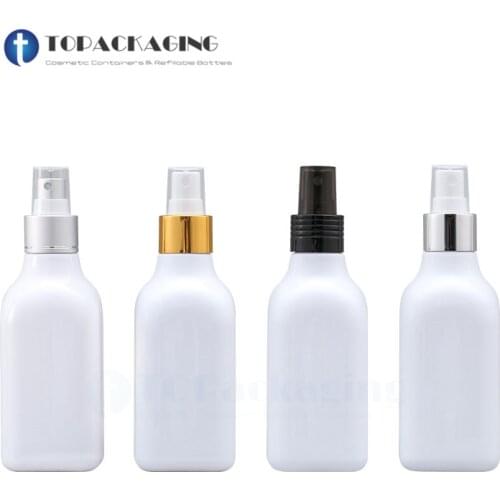 30PCS/LOT-200ML Spray Pump Bottle White Plastic Perfum Packing Empty Cosmetic Container Liquid Packaging Aluminum Mist Atomizer