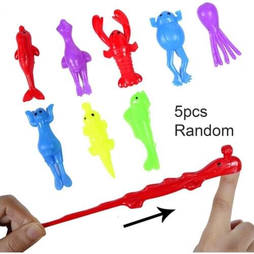 5Pcs TPR Soft Marine Animal Launchers Elastic Finger Catapults Slingshot Toys Squeeze Decompression Stress Relief Hand Fidget To