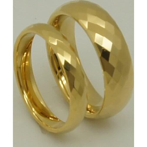 6mm width forever classic multi facet champagne gold plating hi-tech tungsten ring