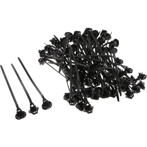 70 Pieces Car Boat Mounting Zip Tie Wrap Push Rivet Clip Wiring Clamp185mm