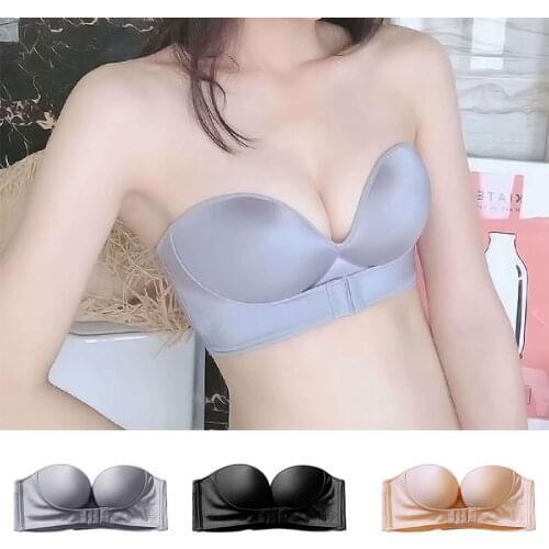 Front Closure Sexy Push Up Bra Women Invisible Bras Underwear Lingerie Female Brassiere Strapless Seamless Bralette AC Cup 2021