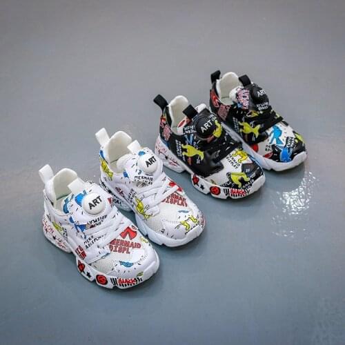 2019 autumn new childrens shoes 4-6-12 years old boys and girls printing big childrens personality soft bottom comfortable