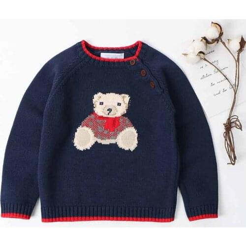 Childrens Sweater Cartoon Bear Girls And Boys Kint Sweaters Autumn Winter Baby Warm Wool Tops for Kids Clothes pullover Sweater