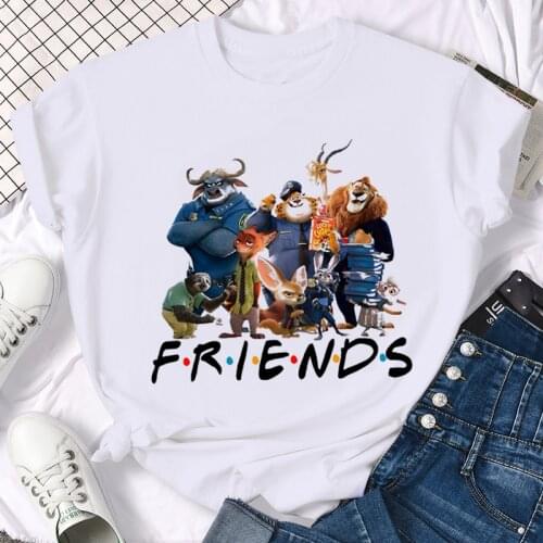 Disney Kawaii Anime Zootopia Graphic T Shirt Men Women Summer Unisex Cute T-shirt Funny 90s Tshirt Casual Top Tees Male Female