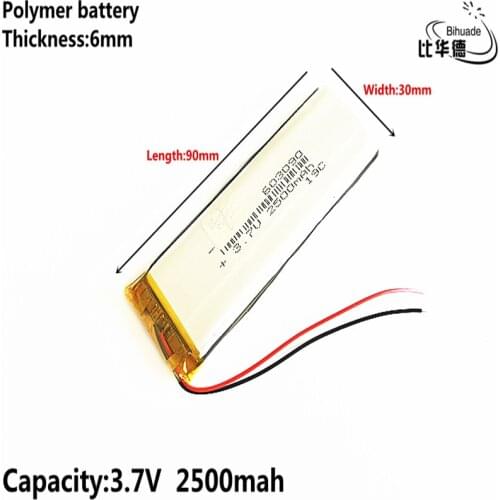 Good Qulity Liter energy battery 3.7V,2500mAH,603090 Polymer lithium ion / Li-ion battery for TOY,POWER BANK,GPS,mp3,mp4