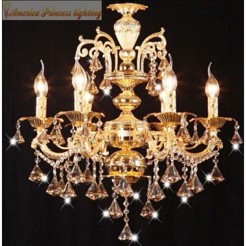 Zinc Alloy 6 Arms crystal candle chandelier living room restaurant bedroom hotel stairs chandeliers ,E14,AC110-240V
