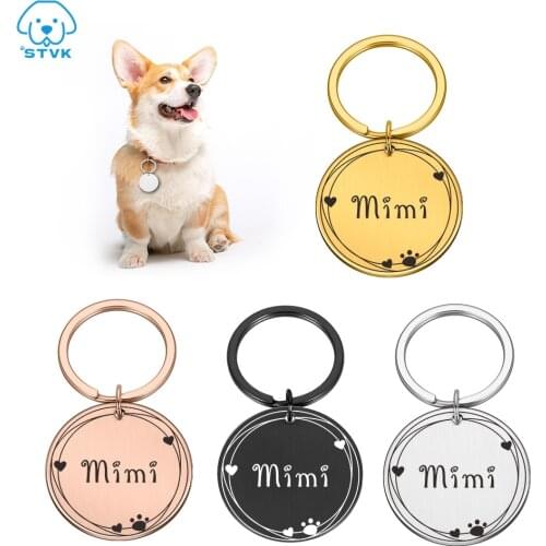 Free Engraved Pet Dog ID Tag Personalized Cat Puppy ID Tag Pet Dog Collar Anti-lost Name Tags Pendant Accessories Custom Dogs