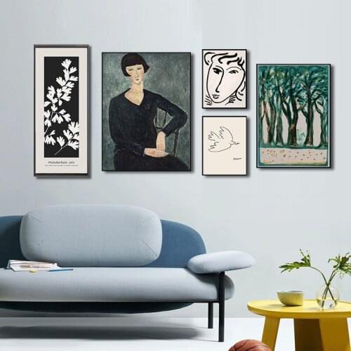 Classic Amedeo Modigliani Picasso Artwork Collection Sketch Canvas Print Painting Poster Wall Pictures Living Room Home Decor