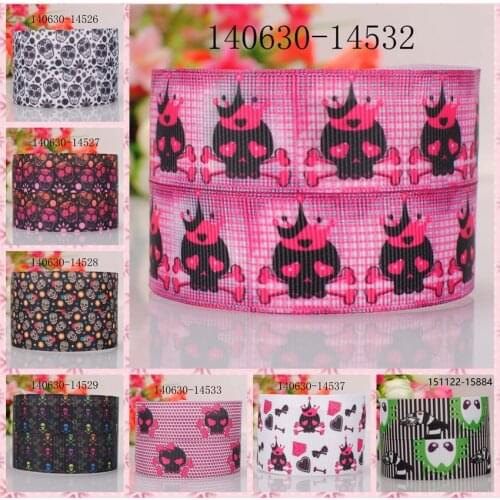 10yards -different sizes -cute pattern skull head ribbon printed Grosgrain ribbon