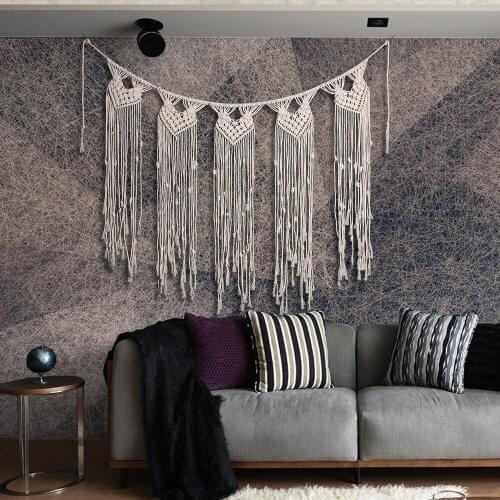 Macrame Wall Art Handmade Cotton Wall Hanging Tapestry with Lace Fabrics Bohemian Wedding Decoration Christmas