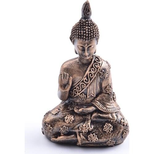 BUF Small Buddha Statue Monk Figurine Tathagata India Yoga Mandala Sculptures Resin Retro Craft Home Decoration Accessories