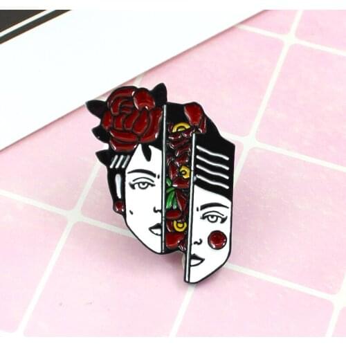 Fashion Trend Rap Cartoon Jeans Neck Enamel Brooch Hip-hop Character Cool Rap Cold Face Enamel Badge Turn-down Pin Enamel Badge