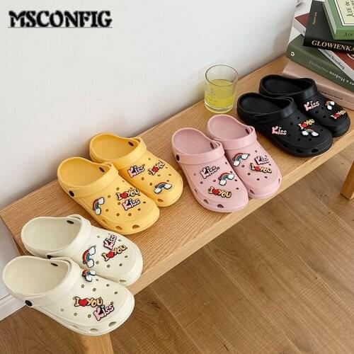 Fashion Trend Rainbow Soft-soled Nurse Shoes Flat-soled Surgical Shoes Waterproof and Breathable Household Slippers Hole Shoes