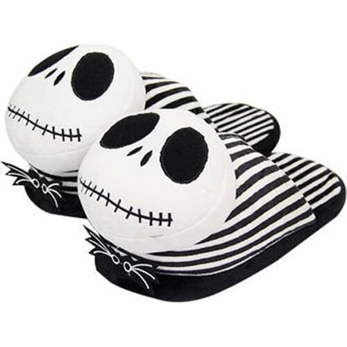 Cartoon Christmas Monster Jack Cotton Slippers Men/Women Home Indoor Halloween Freak Plush Sandals Large Size Female Furry Slide