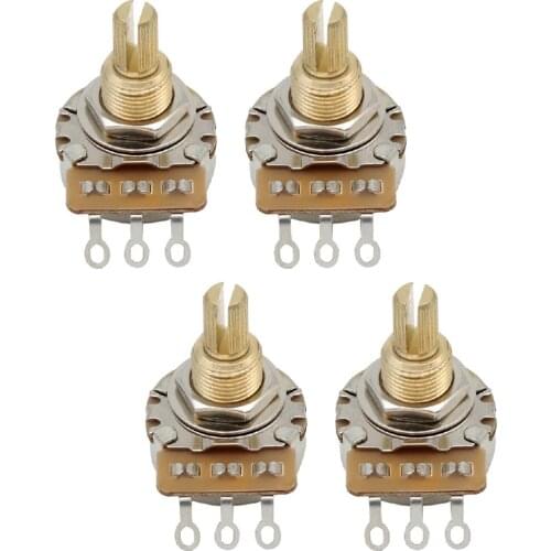 FLEOR 4PCS 24-Splines Potentiometers 3/8" Brass Shaft Guitar Potentiometers Pots 500K/250K Options