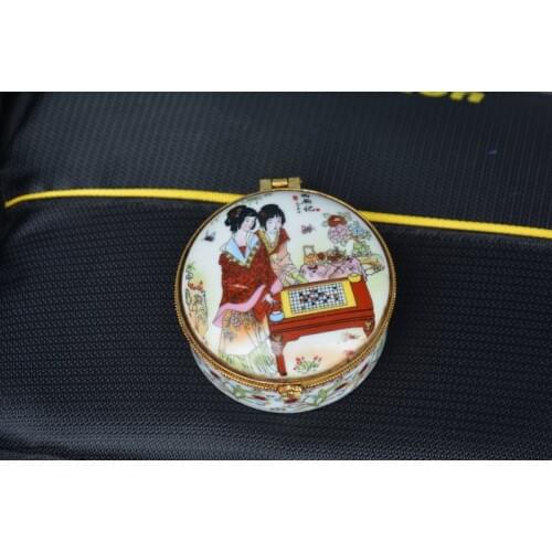 Rare old Qing Dynasty gilt porcelain Jewelry box, # 01, carving, free shipping