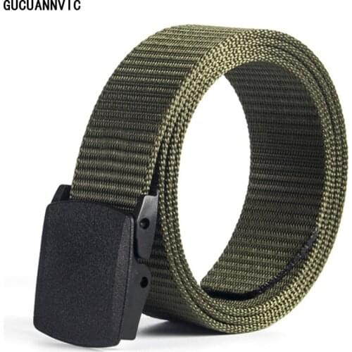 Prevent allergy No metal Wide Canvas Wasit Belt with Plastic Smooth Buckle Nylon Male Army Tactical Belt Canvas Newly Belts