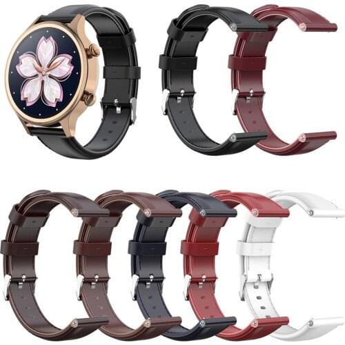 18mm/20mm Leather Watch Band for Ticwatch C2 Smartwatch Replacement Strap Band Bracelet Rose Gold Version Black Silver Version