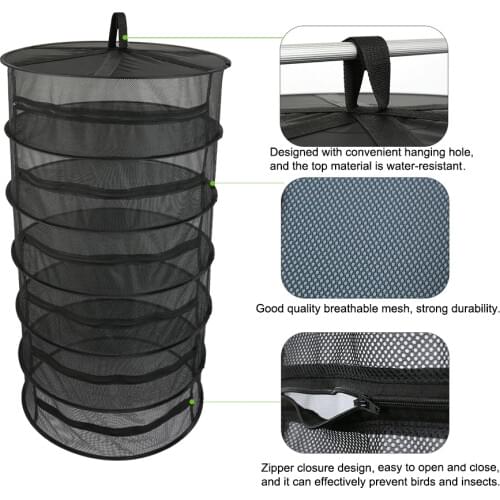 4/6/8 Layers Herb Drying Net Folding Fishing Net Hanging Basket Foldable Dry Rack Bag Mesh Dryer for Herbs Flowers Plants Buds