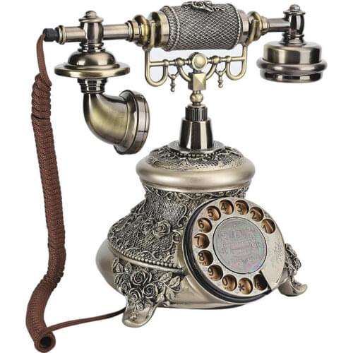 Retro Vintage Phone Desktop Old Phone European Resin Classical Turntable Dial Telephone Landline Phone for Home Office Hotel
