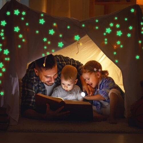 Super bright luminous star stickers luminous wall stickers bedroom stickers wall childrens 3d room stickers stereo fluores T8N5