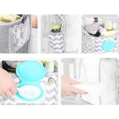 Led Night Light Baby Storage Organizer Crib Hanging Storage Bag Caddy Organizer for Baby Essentials Bedding Set Diaper Storage B