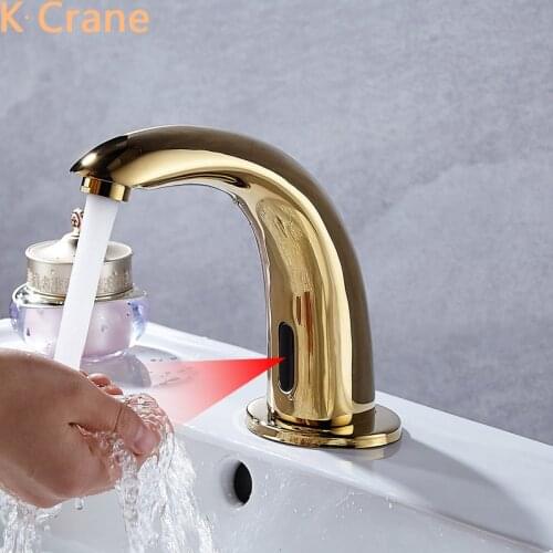 Infrared Motion Sensor Faucet Bathroom Washbasin Touchless Tap Basin Sink Gold Grifo Deck Mount Automatic Smart Faucets Kraan