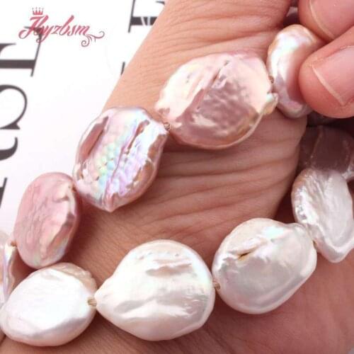 15-19mm Cultured Freshwater Pearl Coin Beads Loose Natural Stone Beads For Jewelry Making DIY Necklace Bracelet Strand 15"