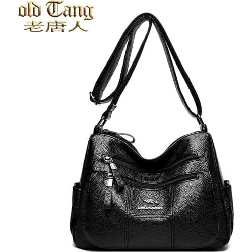 OLD TANG High Quality Pu Leather Crossbody Bag for Women 2021 Multiple Zippers Designer Fashion Solid Color Shoulder Bags