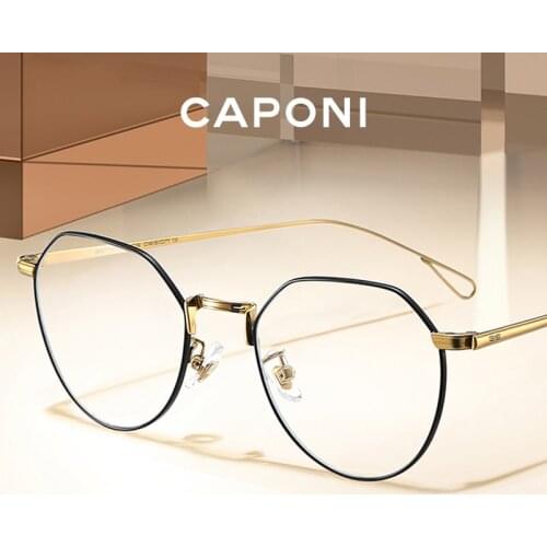 CAPONI Women Glasses Frame Titanium Super Light Weight Eyeglasses For Girls Brand Deisgner Computer Blue Ray Cut Eyewear JF5108