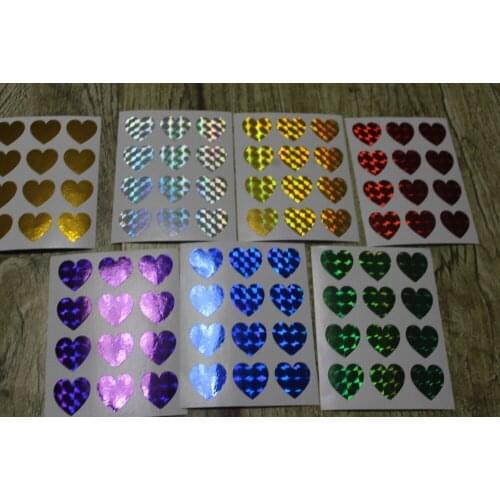 1.9cm Hologram Heart Stickers, holographic stickers , heart vinyl Decals