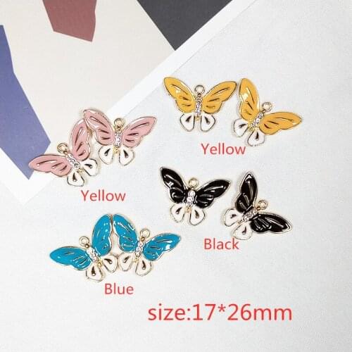 10pcs Butterfly Metal Enamel Earring Necklace Bracelet Jewelry Charms For Jewelry Making Accessories Diy Jewelry Charm Pendant