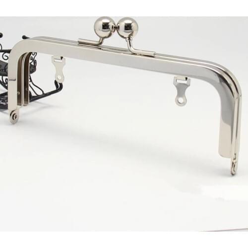 15.5CM*6.5 CM With 16 MM Big Ball Silver Color Bag Purse Frame Handle Accessories Bag Hanger Metal Purse Frame OEM