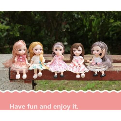 16cm BJD Childrens Doll with 13 Joints Movable 1/12 Princess Dress Up Fashion Set 3D Eye Girl Toy Pie Collection Birthday Gift
