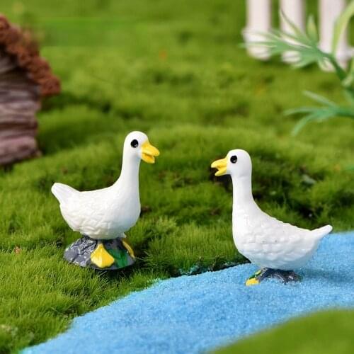 2 Pcs Kawaii Goose Figurine Miniatures Toy Decoration Kawaii Accessories Desk Garden Decor Action Figures