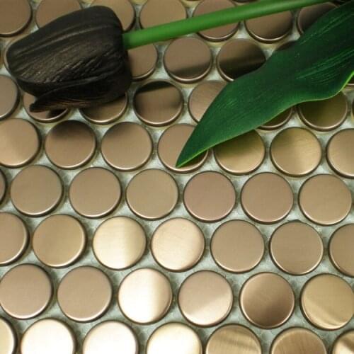 20mm round rose golden color stainless steel metal mosaic tiles for kitchen backsplash bathroom shower bedroom living room tiles