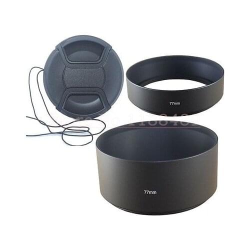 3 in 1 37 39 40.5 43 46MM Standard Metal Lens Hood + Metal Telephoto Lens Hood with Lens Cap for DSLR Camera