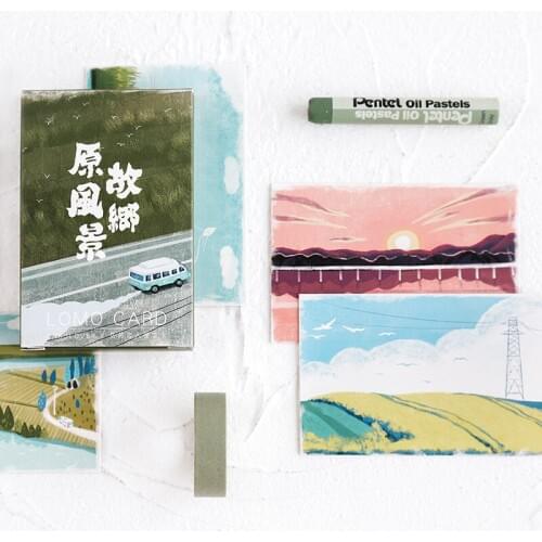 Multi-use 5.2*8cm 54pcs Mini Card My Hometown Scenery Design As Scrapbooking Background Party Invitation Cards