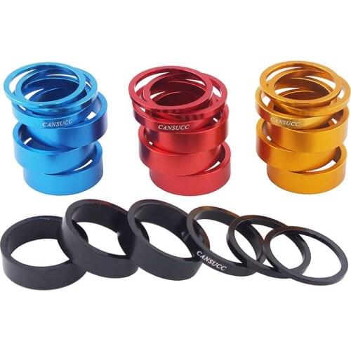 6Pcs/set MTB Fork Washer Headset Stem Spacer Replacement Aluminum Alloy Cycling Road Bike Stem Handlebar Spacers Ring Gasket