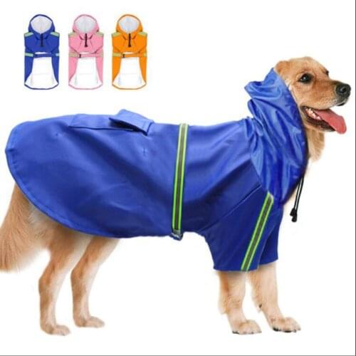 ADEWEL Reflective Large Dog Clothes Waterproof Big Dog Raincoat Hooded With Cape Pet Jacket Coat For Small Medium Large Dogs
