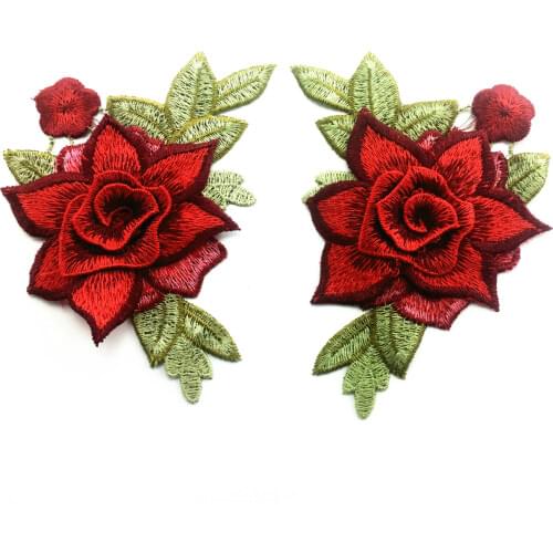 Red Rose Applique Embroidery Flower Patches Peony Flowers Patches for Clothing Sewing Patch Decorations for Clothes Shoes Dress