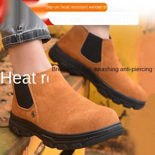 Labor Protection Shoe Mens Steel Toe Cap Anti-Penetration Summer Wear-Resistant Anti-Scald Breathable Welding Work Safety Shoes