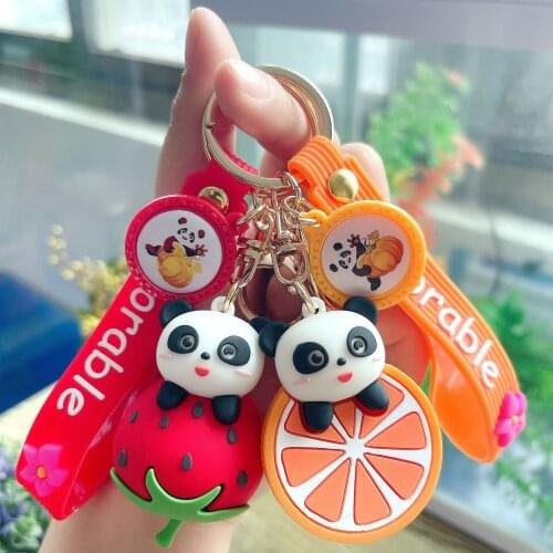 Cartoon Summer Fruit Red Panda Car Key Pendant School Bag Ornament Creative Keychain Gift